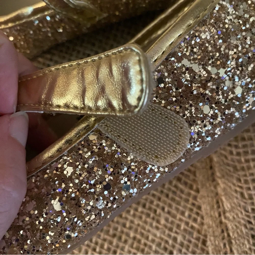 Girls FELIX & FLORA Gold Glitter Ballet Flat Style Shoes Size 10